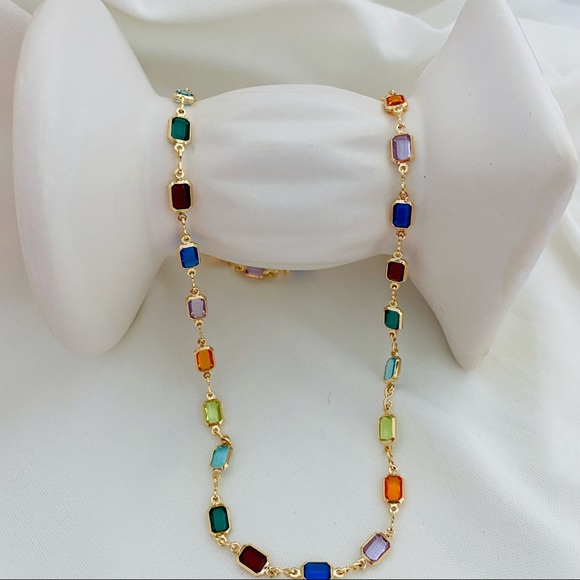 Multicolor Crystal Necklace - Picture 7 of 8